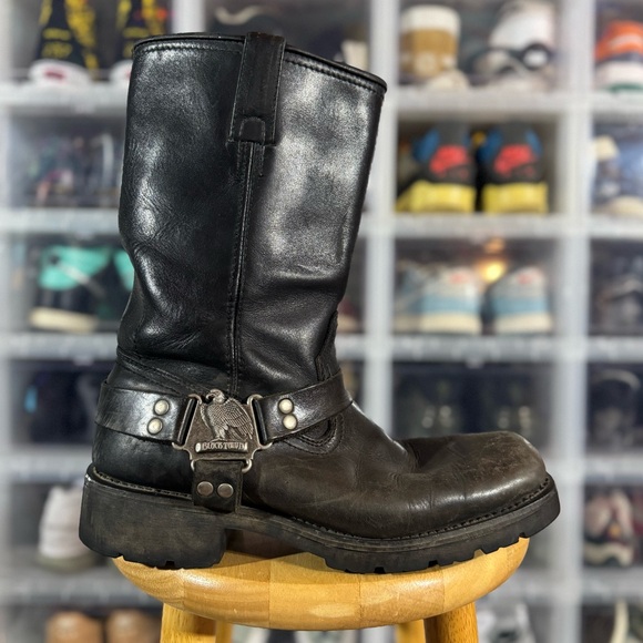 Vintage Black Eagle Buckle Motorcycle Boots main image 6